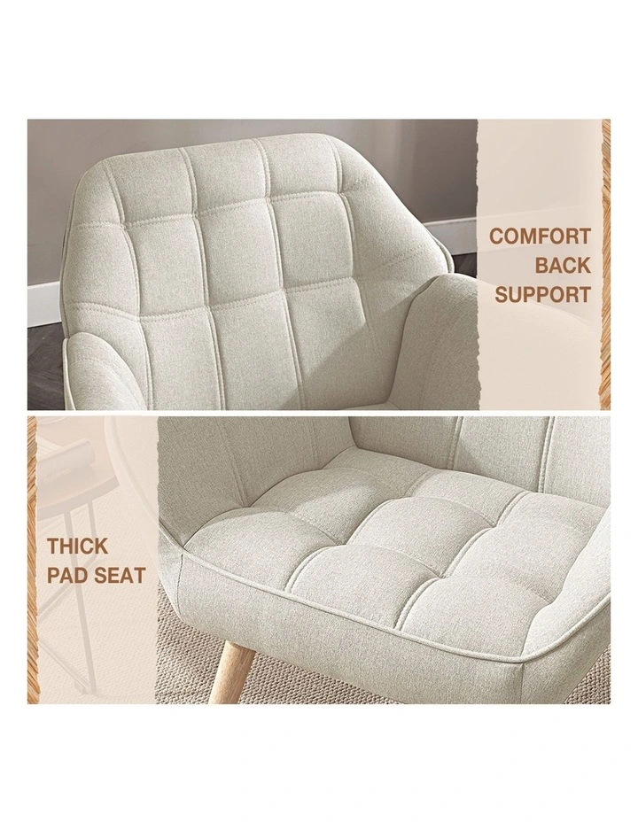 Upholstered Thick Pad Accent Chairs in Beige image 7