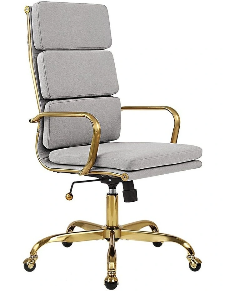 Office Desk Chair Height Adjustable in Light Grey/Gold image 1