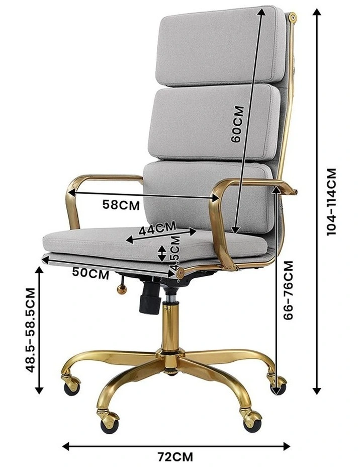 Office Desk Chair Height Adjustable in Light Grey/Gold image 3