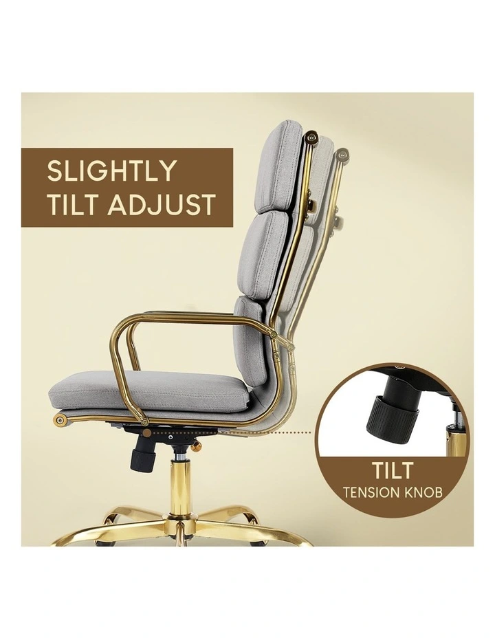Office Desk Chair Height Adjustable in Light Grey/Gold image 4