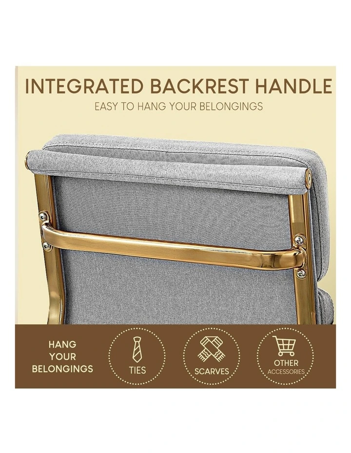 Office Desk Chair Height Adjustable in Light Grey/Gold image 6