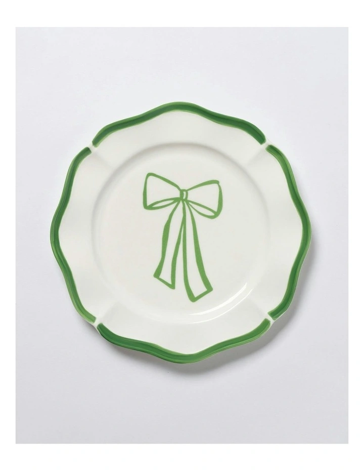 The Season Christmas Bow Dinner Plate in Green image 1