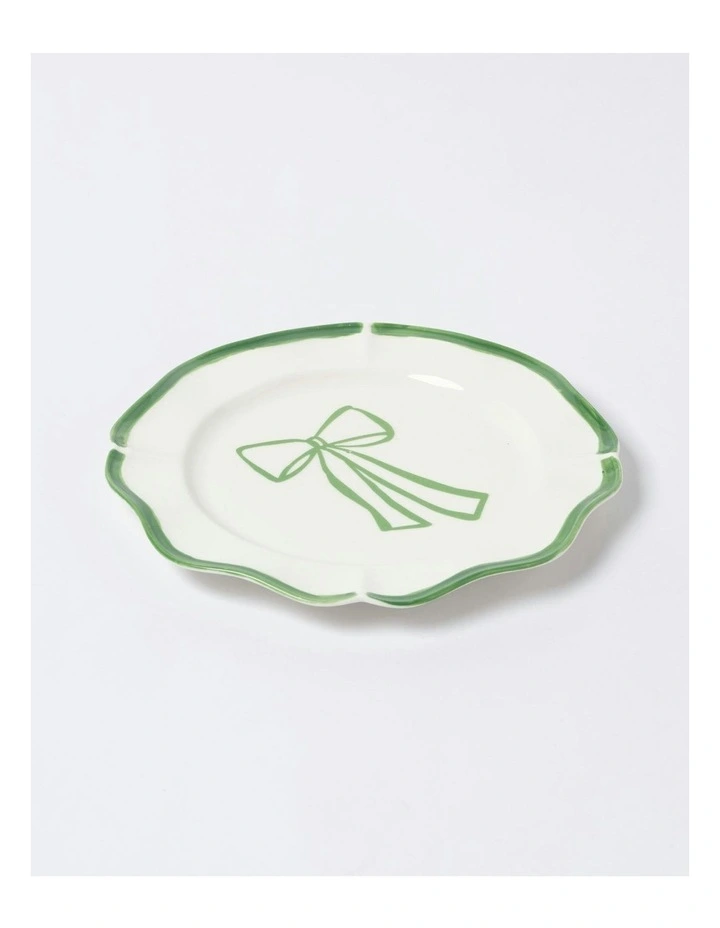 The Season Christmas Bow Dinner Plate in Green image 2