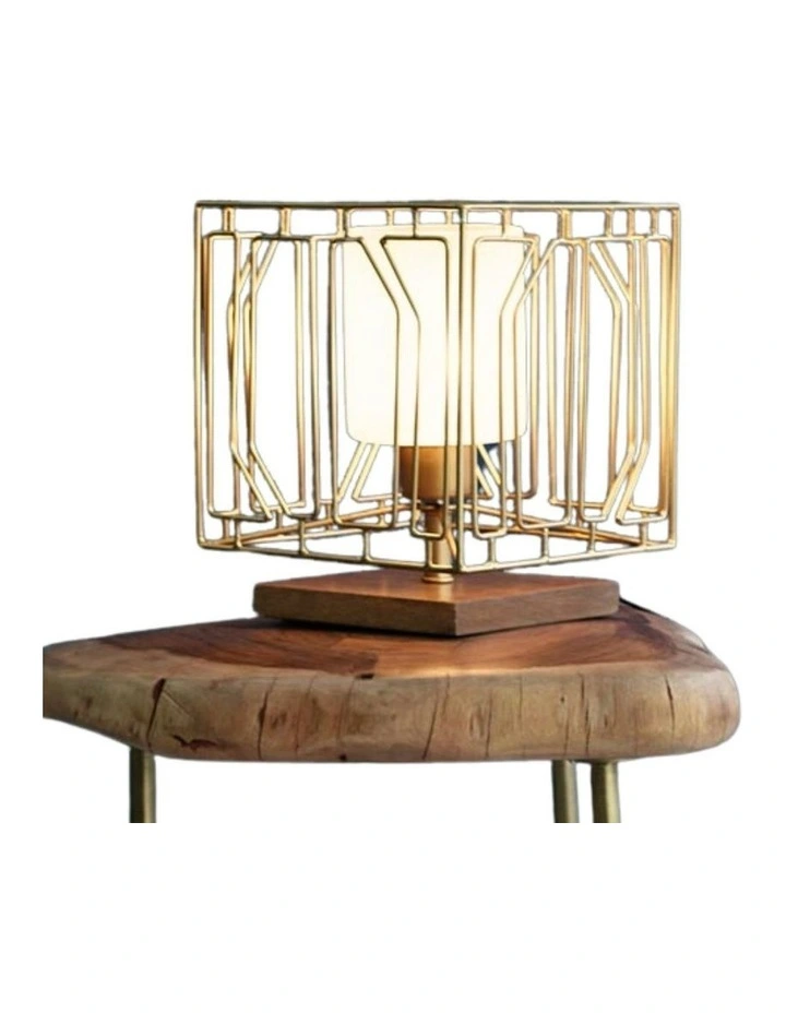 Hand-Cut Iron Table Lamp in Gold image 1