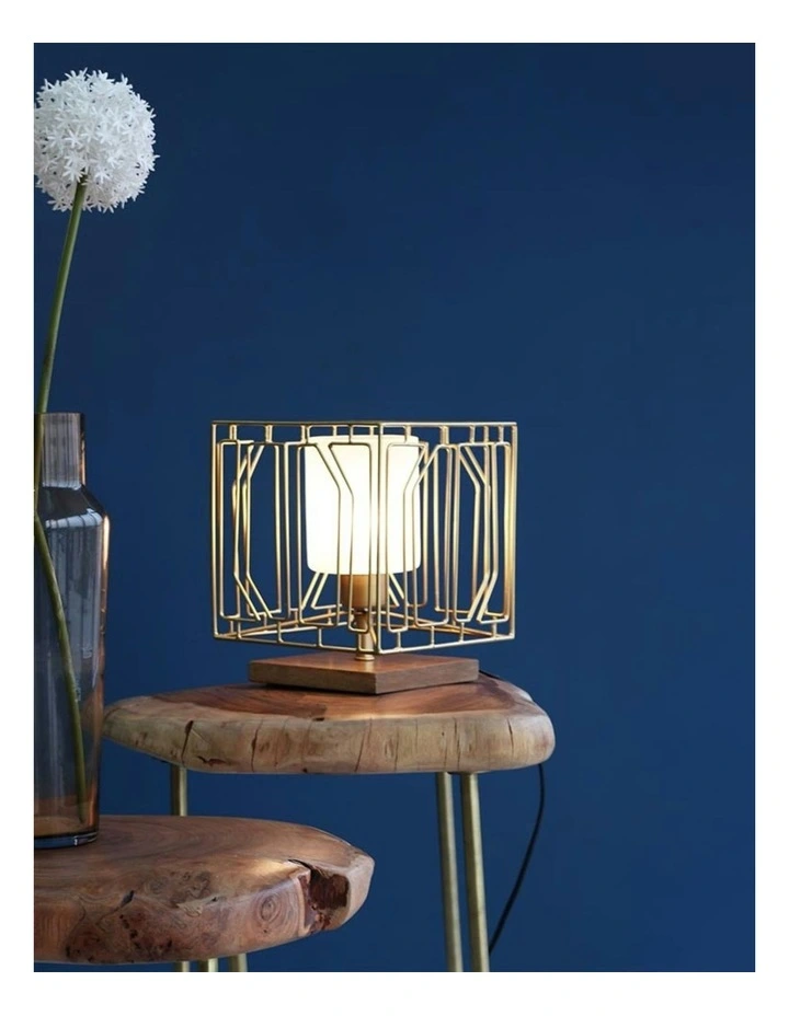 Hand-Cut Iron Table Lamp in Gold image 2