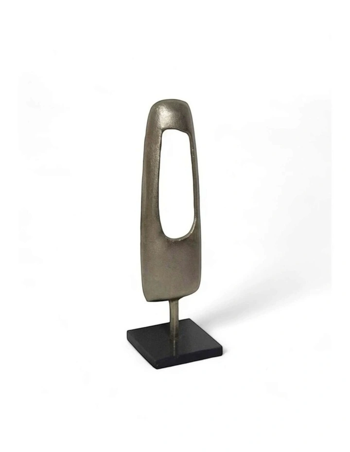 Yellow 1.3kg Drama Metal Cast Aluminium Decorative Tabletop in Silver image 3