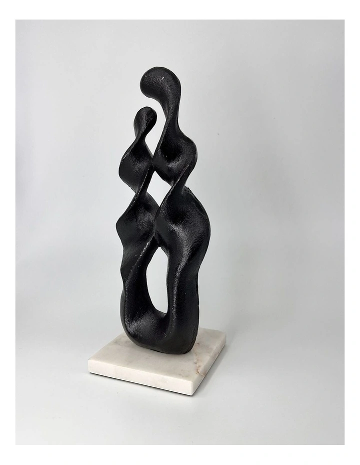 Handcrafted Metal Cast Tabletop Showpiece in Black/White image 2