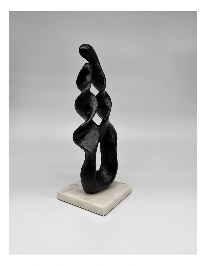 Handcrafted Metal Cast Tabletop Showpiece in Black/White image 3