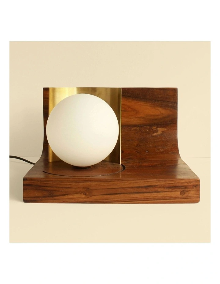 Hand-Cut Reclaimed Teak Wood Moving Shade Lamp in Natural image 6