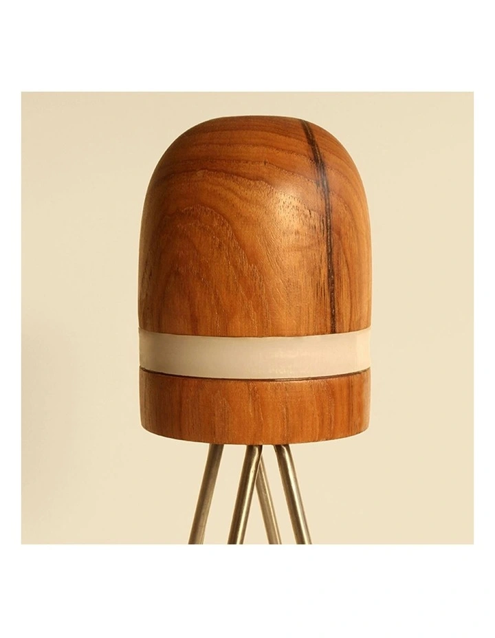 Reclaimed Teak Wood Turned Stand Light in Natural image 7