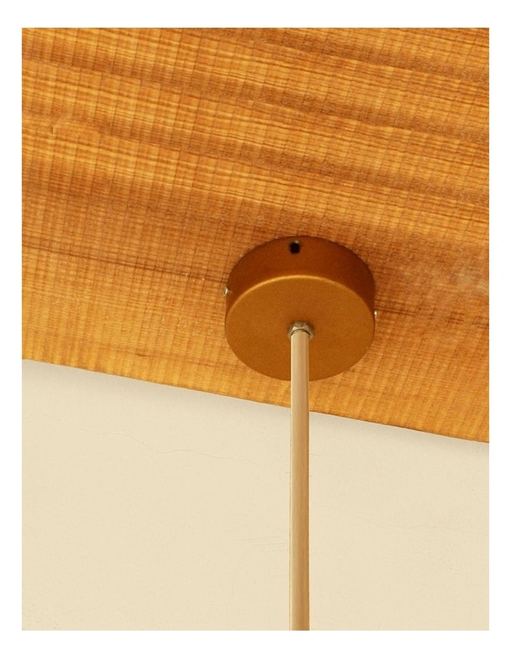 Hand Cut Reclaimed Teak Wood Pendant Light in Natural image 5