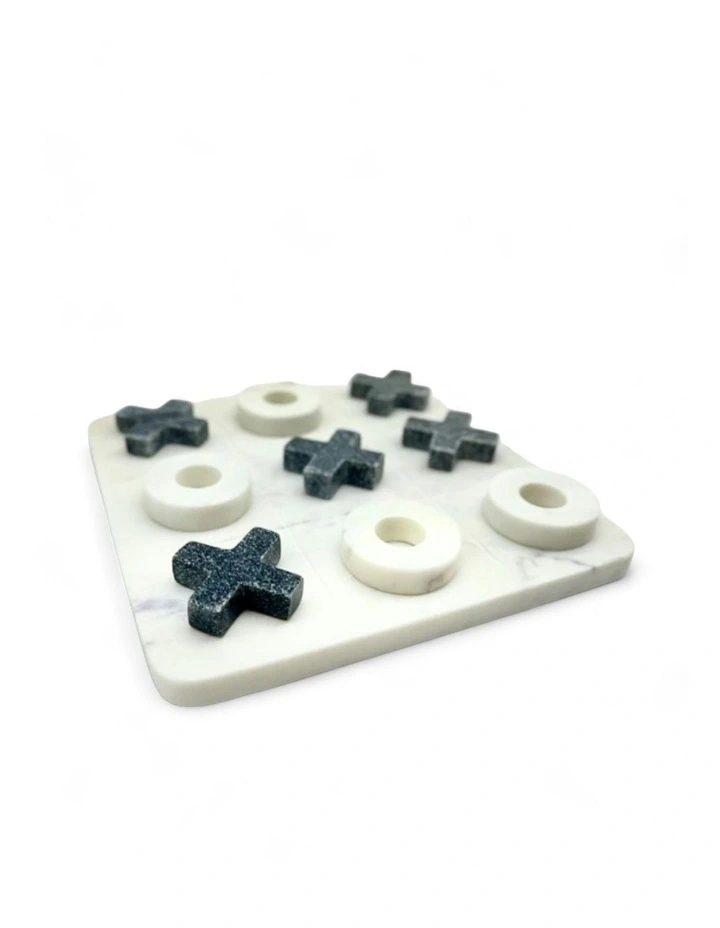 Handmade Marble Naughts and Crosses in Black/White image 1