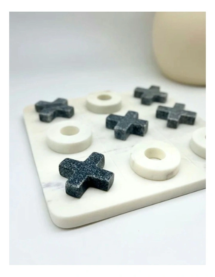Handmade Marble Naughts and Crosses in Black/White image 2