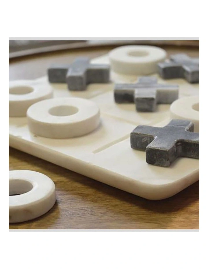 Handmade Marble Naughts and Crosses in Black/White image 3