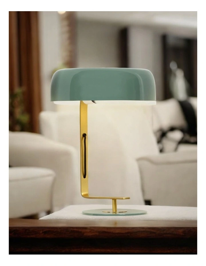 Hand-Cut Iron Table Lamp in Green image 2