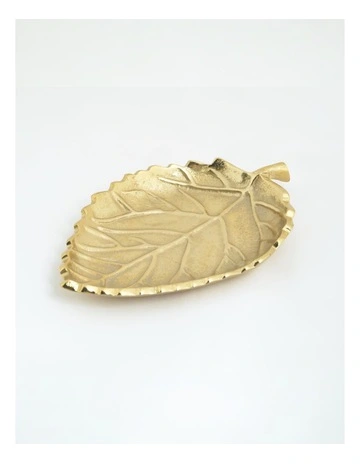 Gold-Toned Aluminium Small Leaf Shaped Tray