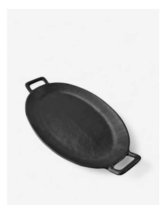 Hand-Cast Oval Decorative Serving Tray 39x20cm in Black