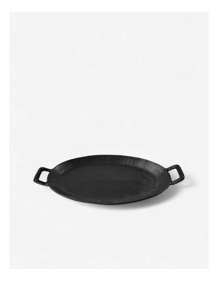 Hand-Cast Oval Decorative Serving Tray 39x20cm in Black image 2