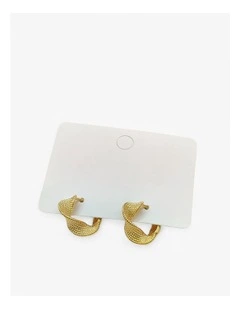 18K Gold-Layered Textured Twist Hoop Earrings