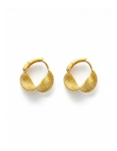 18K Gold-Layered Textured Twist Hoop Earrings