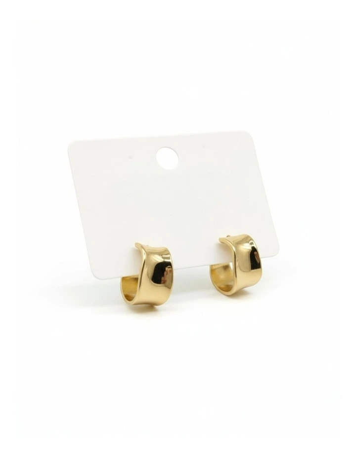 18K Gold Layered Sculpted Contemporary Wave Hoop Earrings in Gold image 1