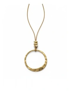 18K Hammered Gold & Bead Necklace in Gold