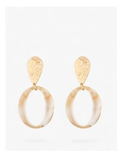 Gold And Marble-Effect Resin Hoop Drop Earrings in Multi