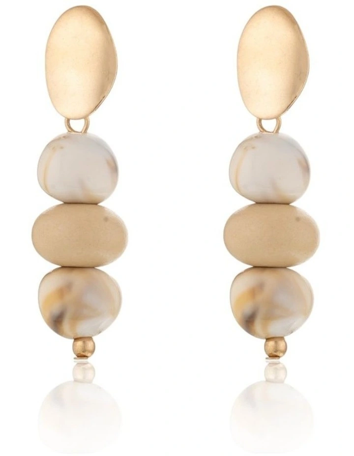 Contemporary Marble-Effect Drop Earrings in Gold image 2