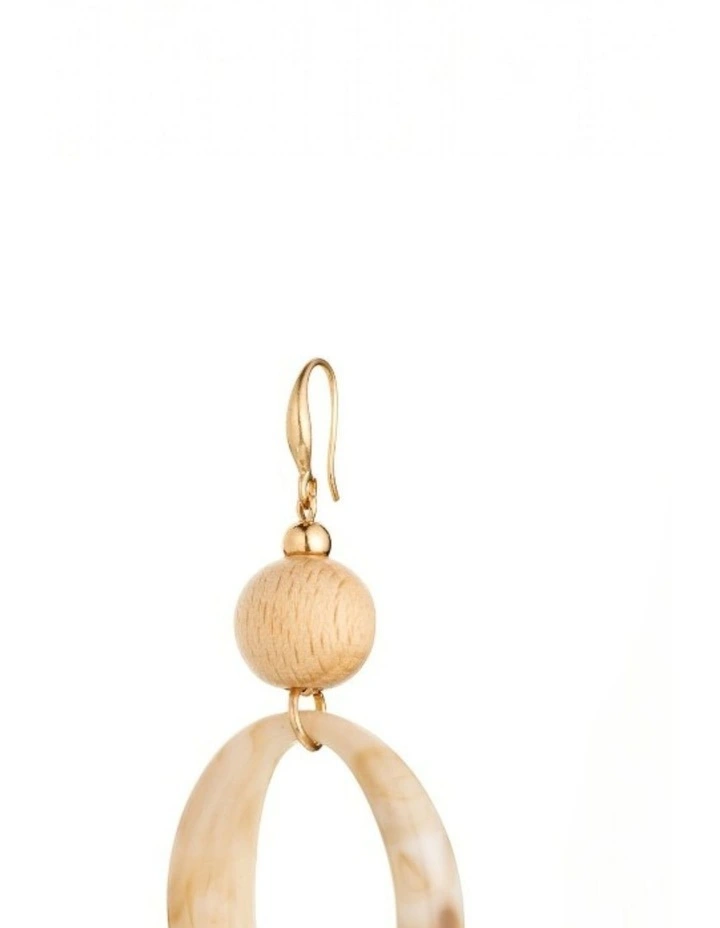 Marbled Lightweight Resin Hoop Earrings in Natural Beige image 2