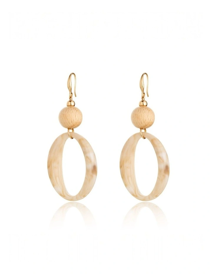 Marbled Lightweight Resin Hoop Earrings in Natural Beige image 3