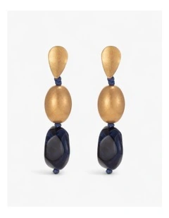 18K Gold-Plated and Bead Drop Earrings in Multi