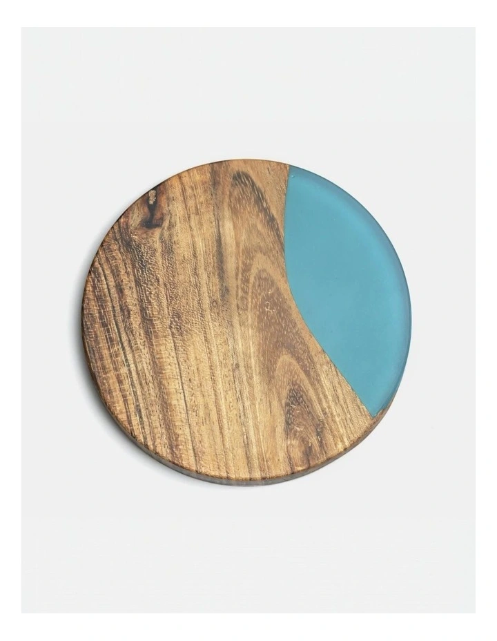Luxury Feast Acacia Wood Coasters Set Of 4 in Turqouise image 6