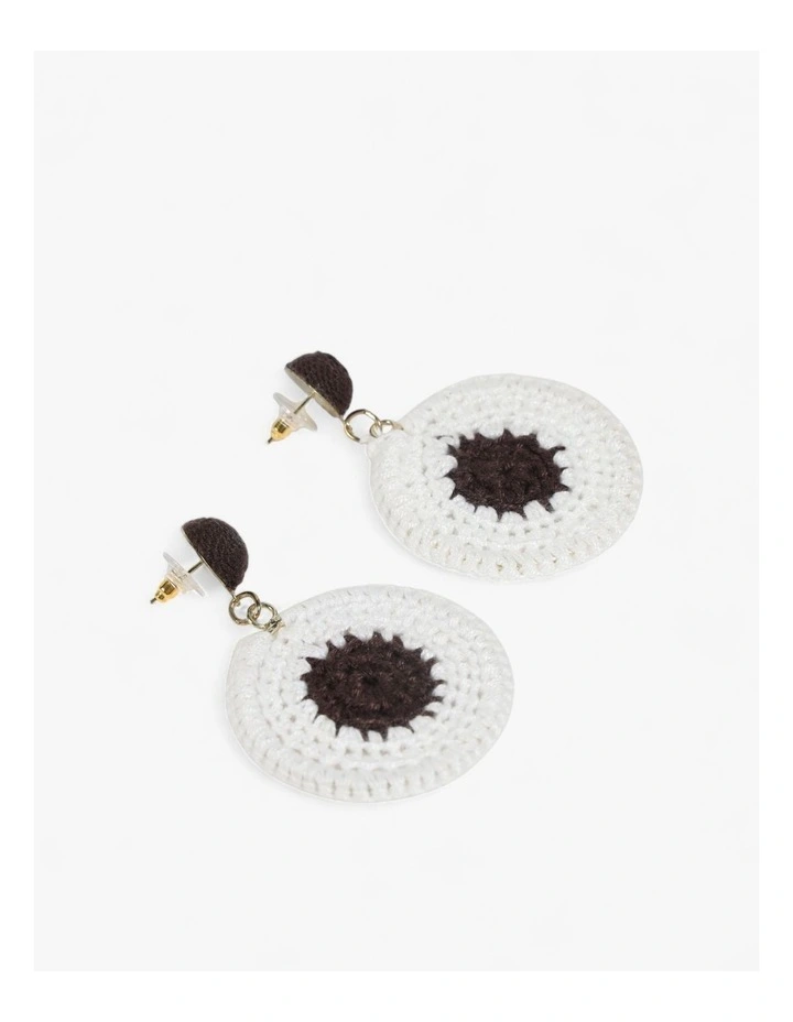 Crochet Statement Earrings in Black & White image 1