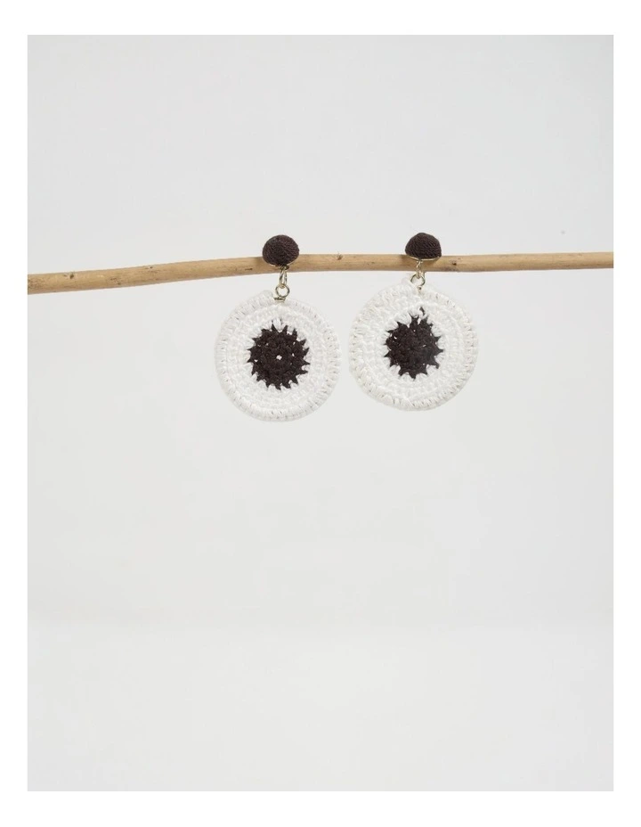 Crochet Statement Earrings in Black & White image 3