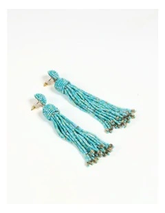 Statement Tassel Earrings in Turquoise