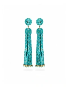 Statement Tassel Earrings in Turquoise