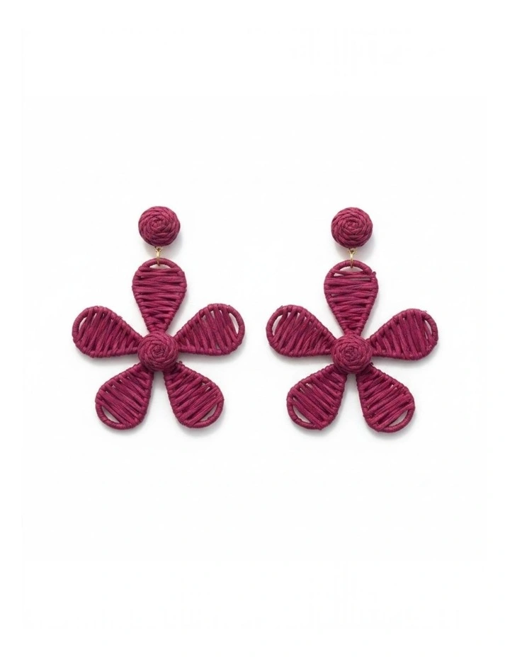 Handcrafted Floral-Inspired Earrings in Deep Pink image 1