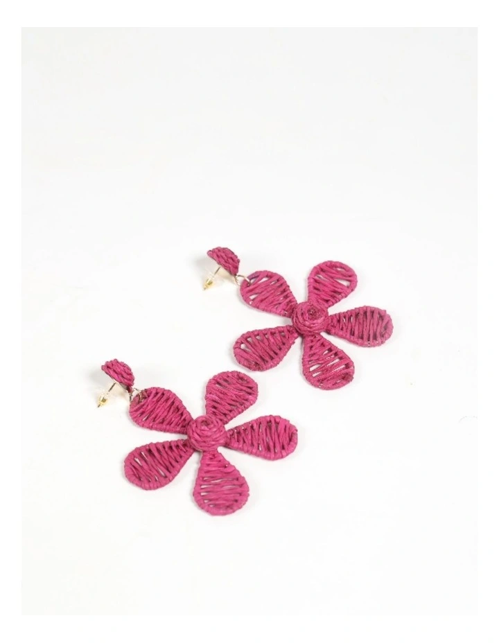 Handcrafted Floral-Inspired Earrings in Deep Pink image 1