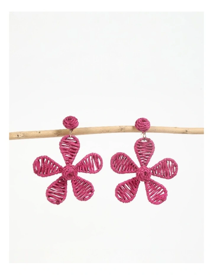 Handcrafted Floral-Inspired Earrings in Deep Pink image 3