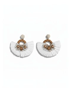 Handcrafted Fan-Shaped Earrings in Ivory