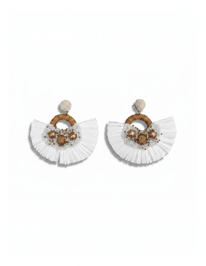 Handcrafted Fan-Shaped Earrings in Ivory image 1