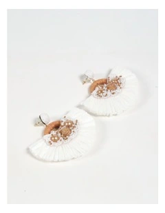 Handcrafted Fan-Shaped Earrings in Ivory