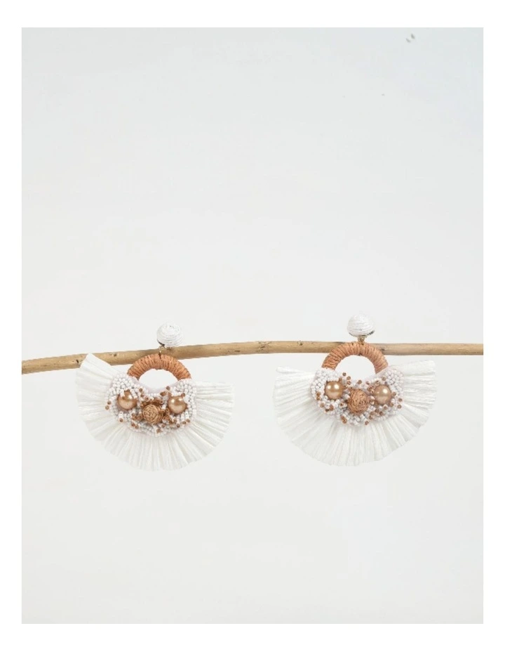 Handcrafted Fan-Shaped Earrings in Ivory image 2