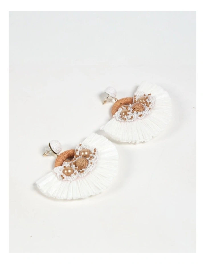 Handcrafted Fan-Shaped Earrings in Ivory image 3
