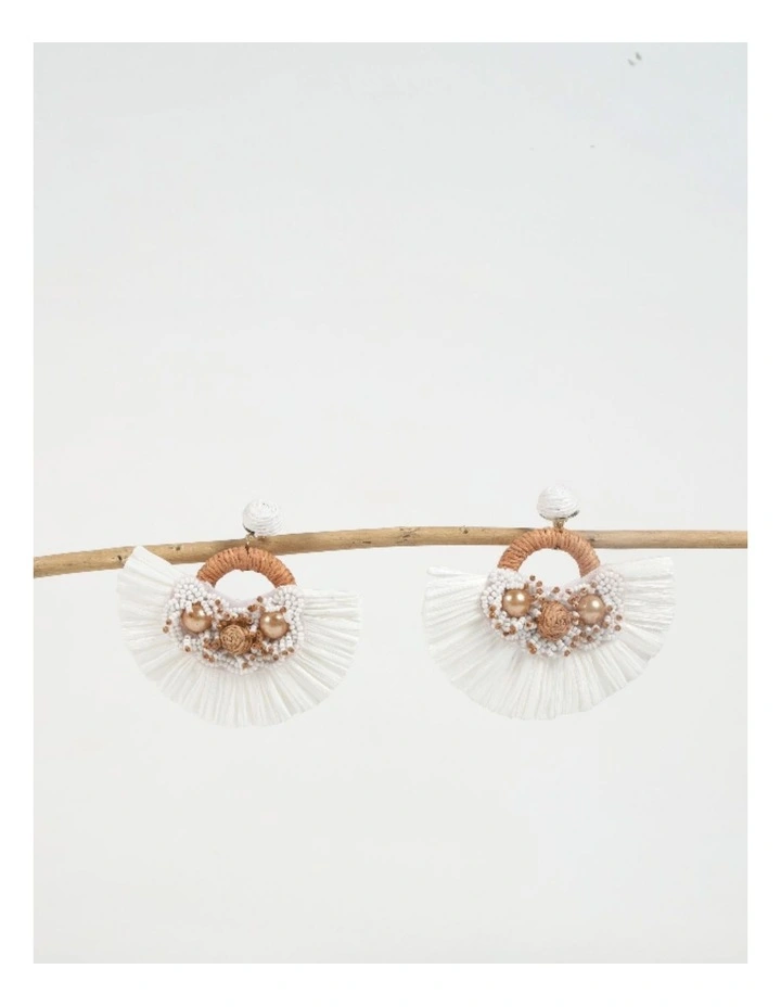 Handcrafted Fan-Shaped Earrings in Ivory image 4