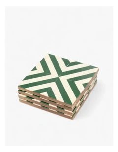 Geometric Resin Coasters Set of 4 in Green