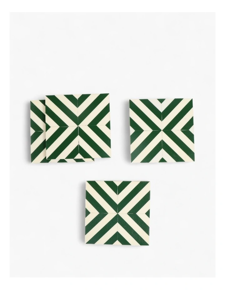 Geometric Resin Coasters Set of 4 in Green image 2