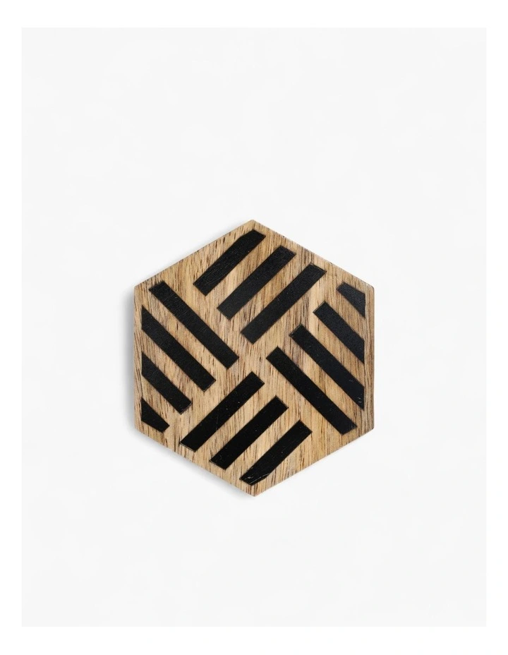 Handcrafted Geometric Stripe Coasters in Natural Wood image 3