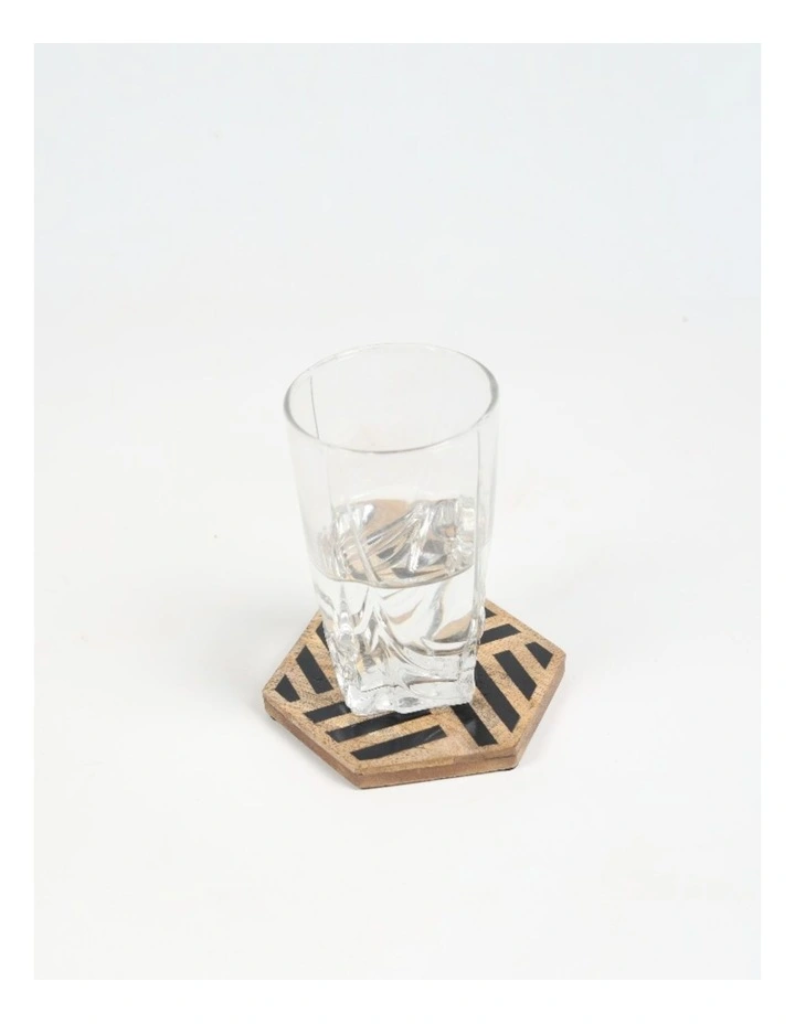 Handcrafted Geometric Stripe Coasters in Natural Wood image 4