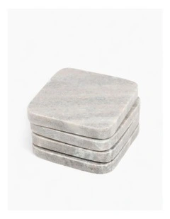 Natural Marble Coasters with Soft Veining Set of 4 in Grey